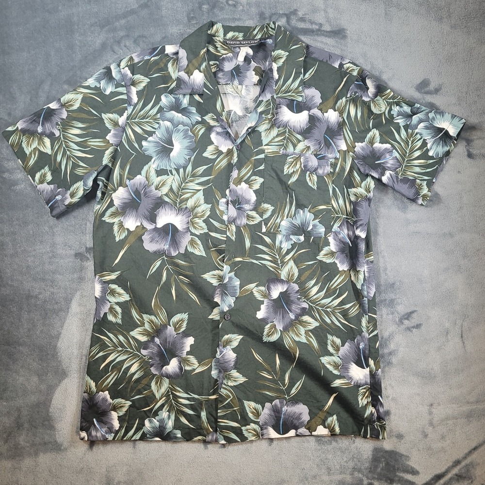 David Taylor Size‎ Medium Men's Short Sleeve Floral Hawaiian Shirt